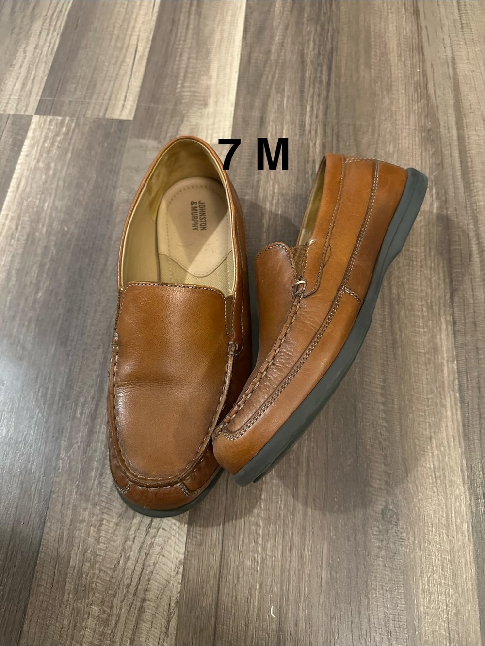 Johnston & Murphy Tan Leather Slip-On Loafers